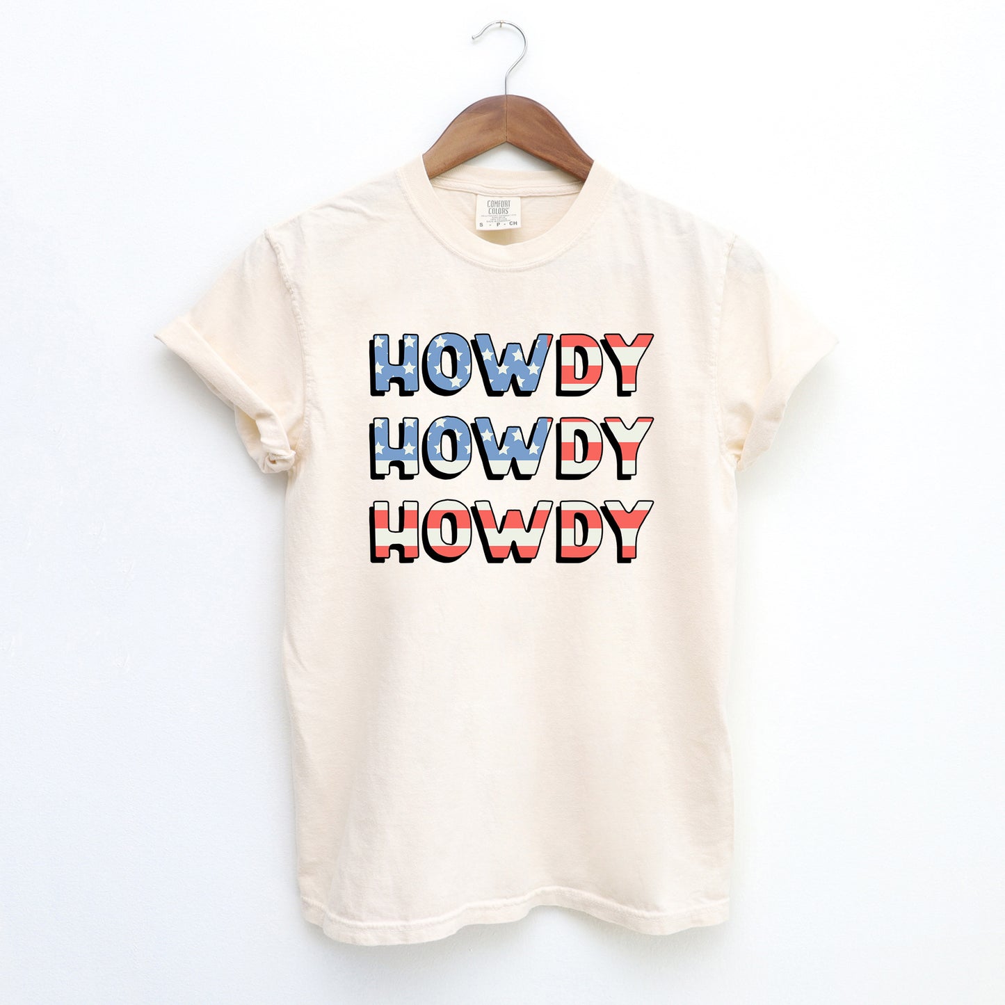 Howdy Flag Stacked | Garment Dyed Short Sleeve Tee