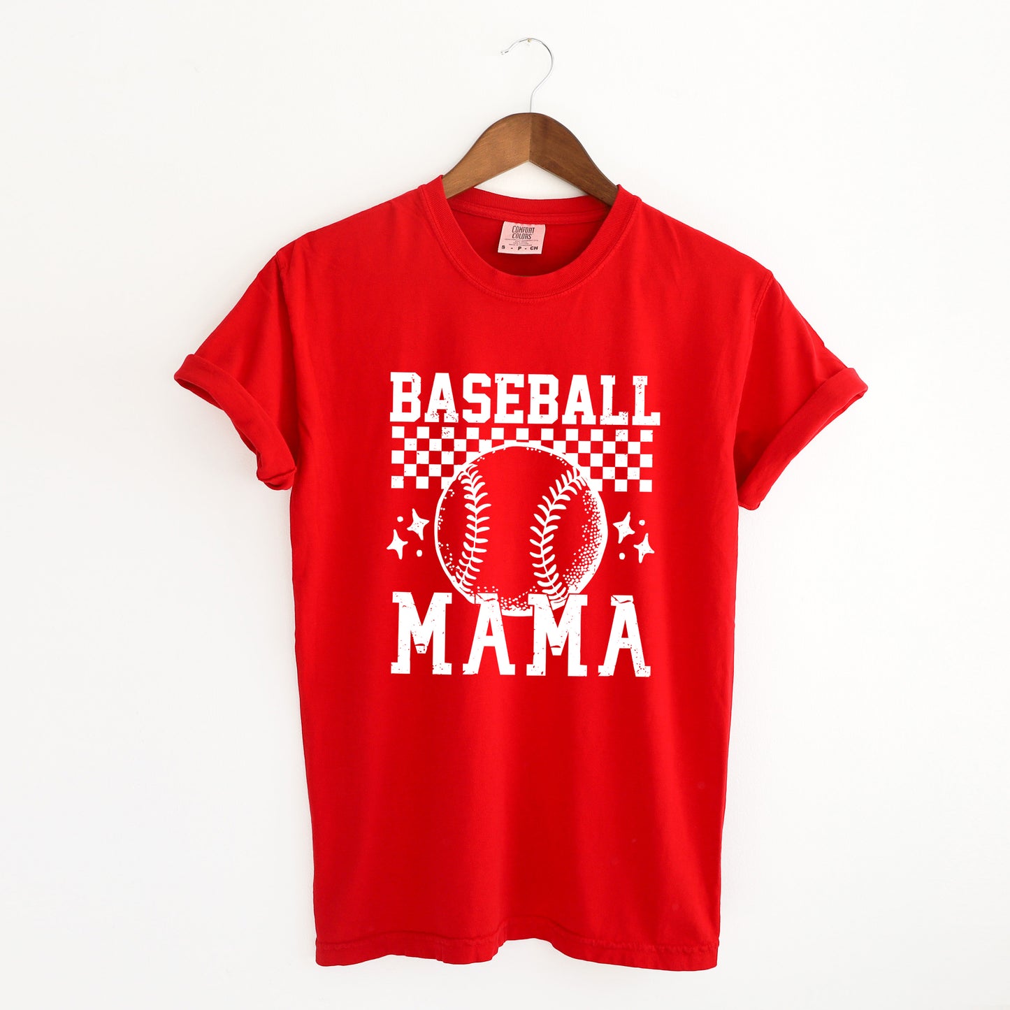 Checkered Baseball Mama | Garment Dyed Tee