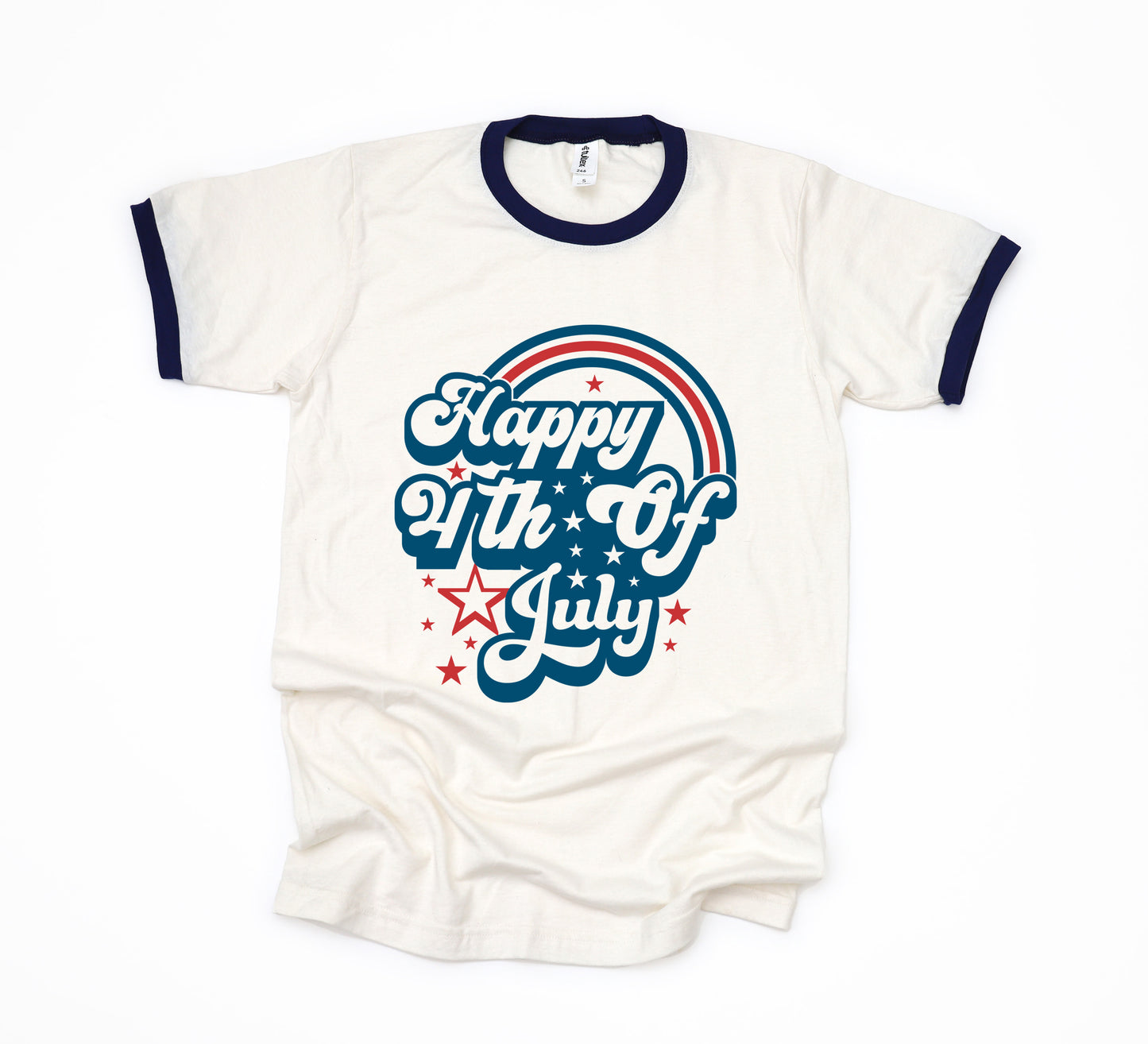Happy 4th Of July Rainbow | Ringer Tee