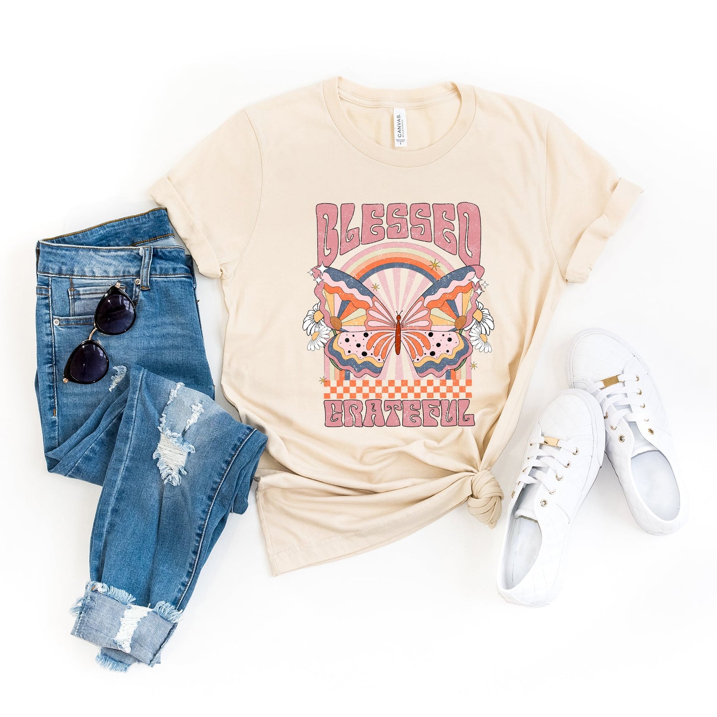 Bless Grateful Butterfly | Short Sleeve Graphic Tee