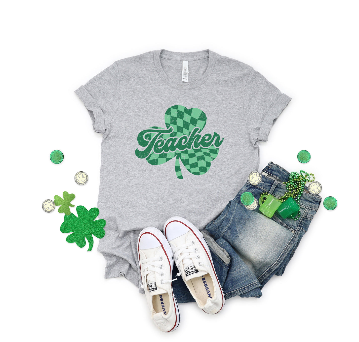 Teacher Checkered Shamrock | Short Sleeve Graphic Tee