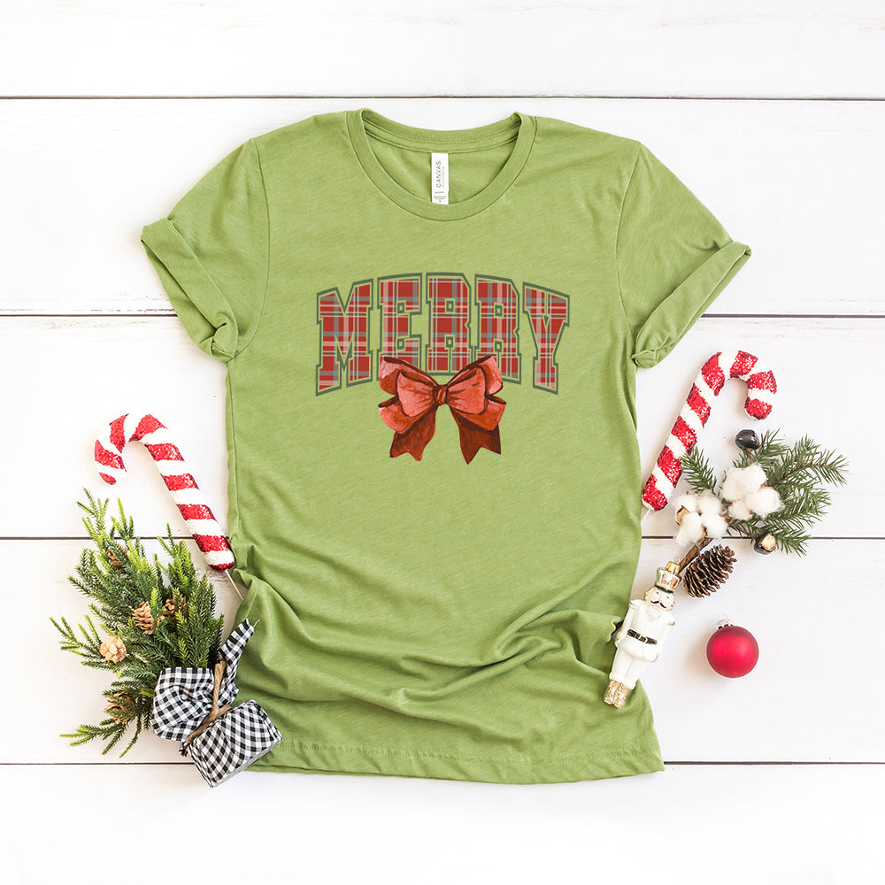 Coquette Plaid Merry | Short Sleeve Crewneck