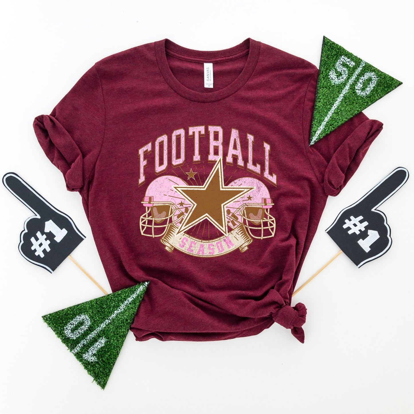 Football Season Pink Helmet | Short Sleeve Graphic Tee