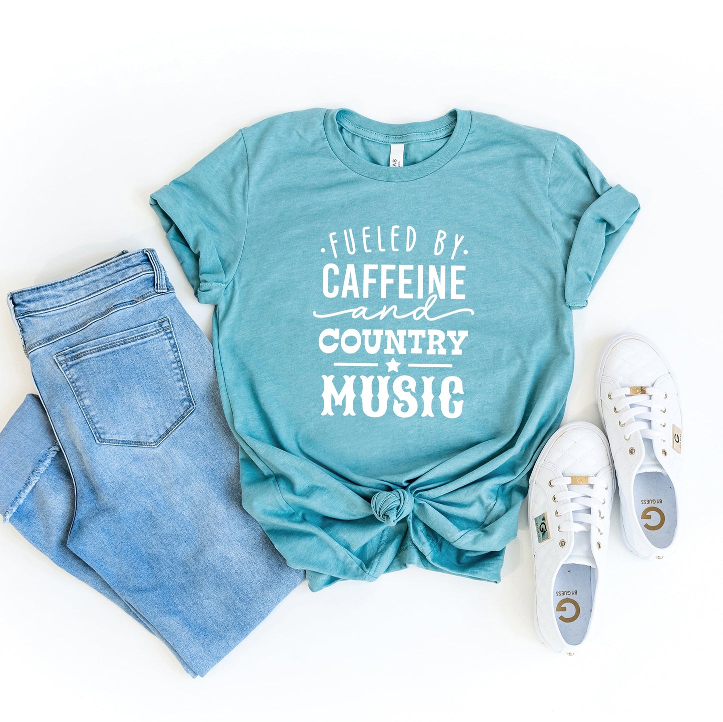 Fueled By Caffeine And Country Music | Short Sleeve Graphic Tee