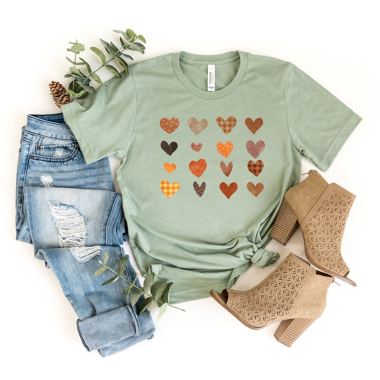 Fall Plaid Hearts | Short Sleeve Graphic Tee
