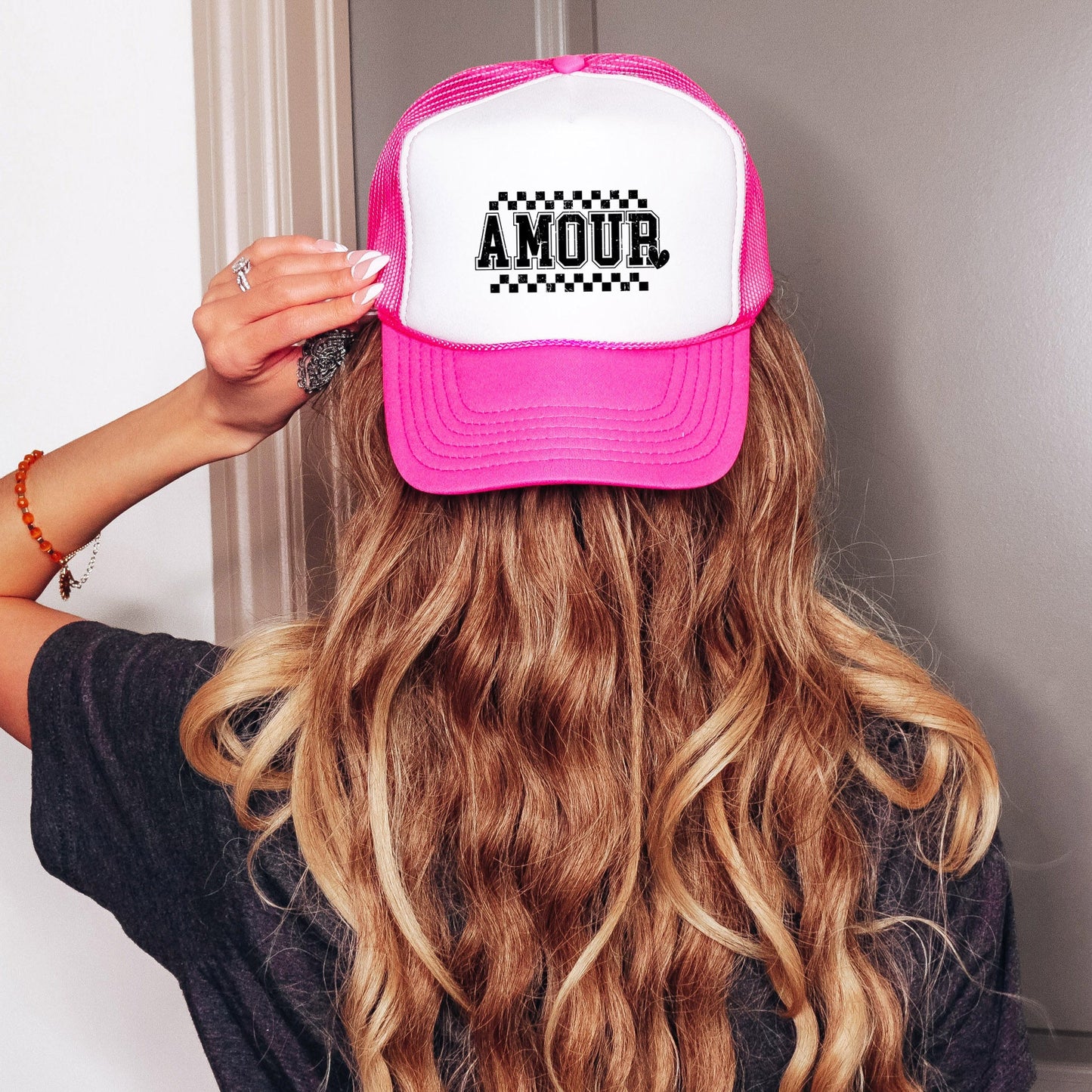 Amour Distressed Checkered | Foam Trucker Hat