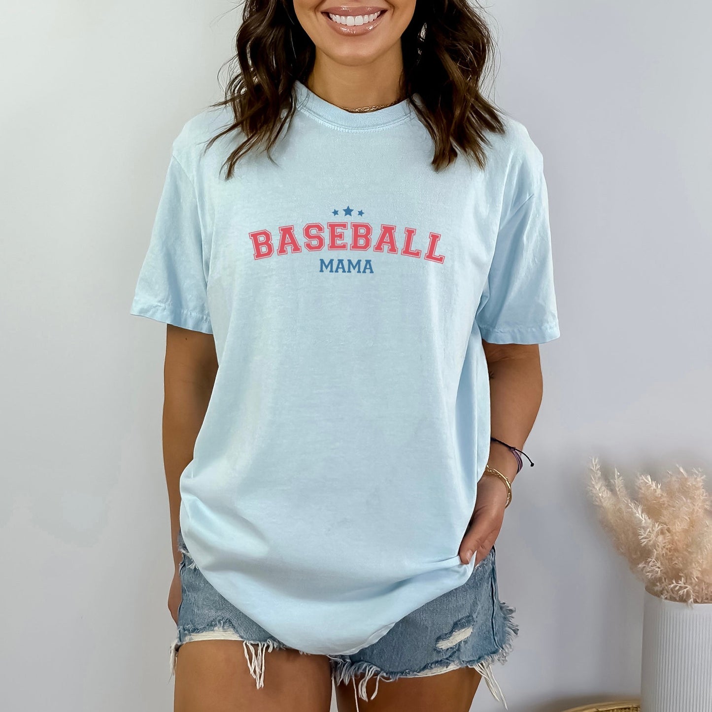 Varsity Baseball Mama Stars | Garment Dyed Long Sleeve