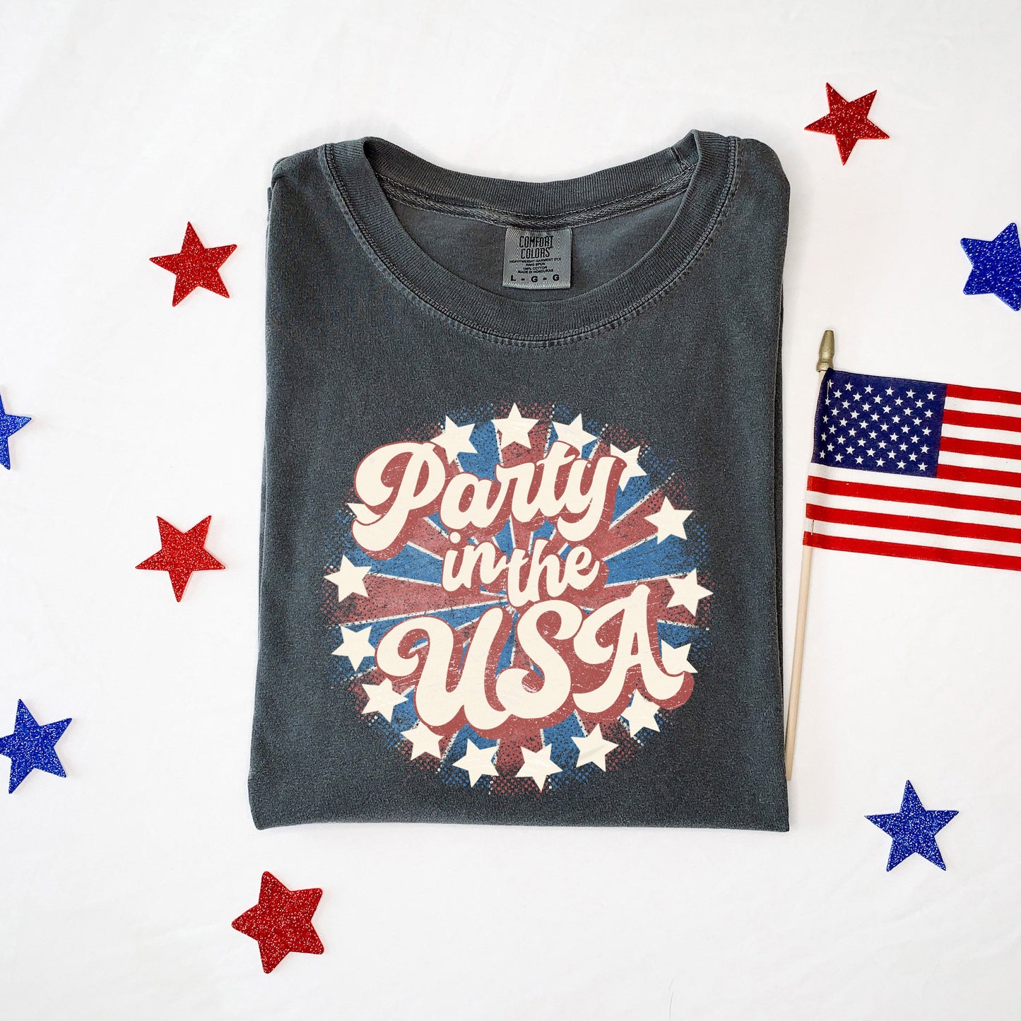 Party In The USA Circle | Garment Dyed Short Sleeve Tee