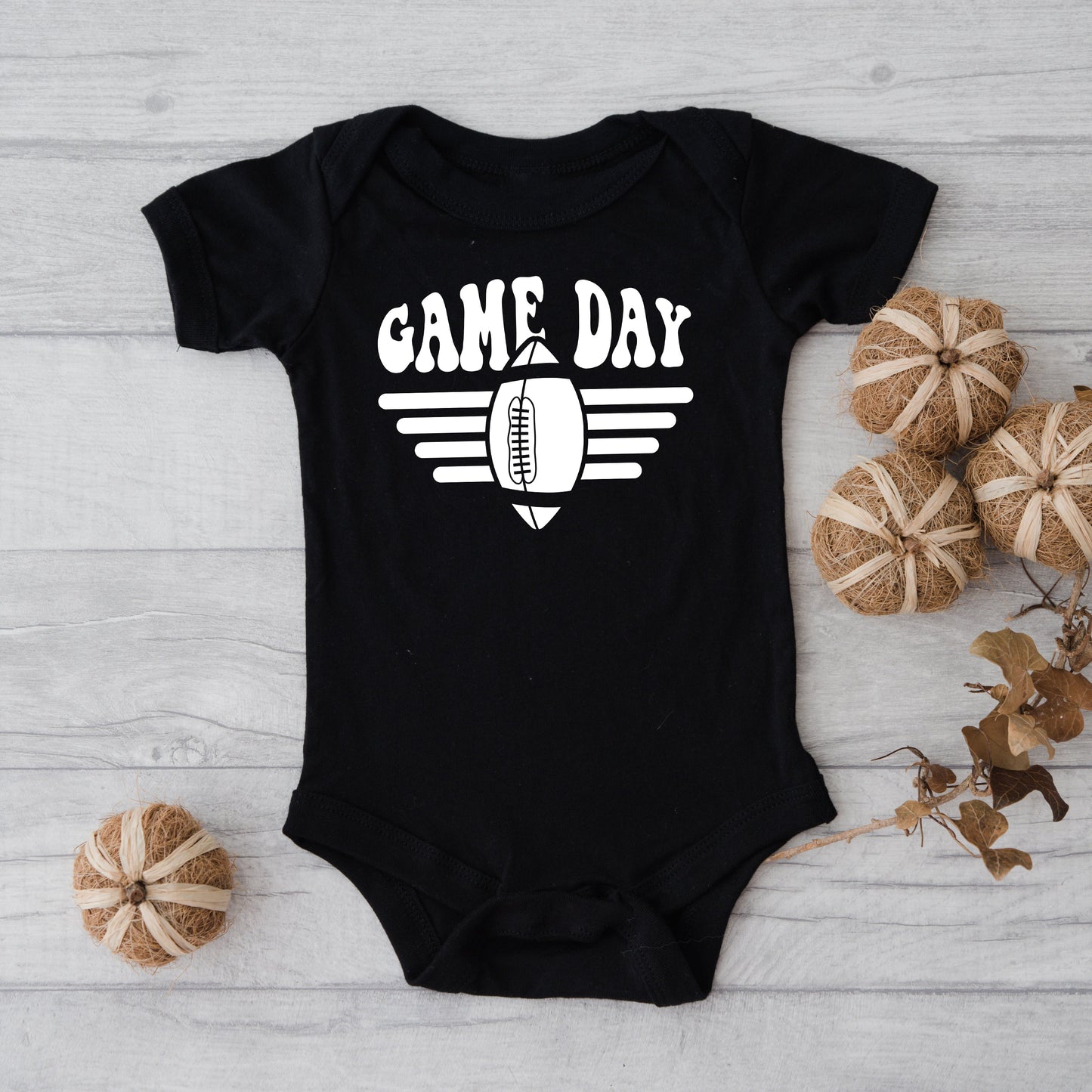 Football Game Day Stripes | Baby Graphic Short Sleeve Bodysuit