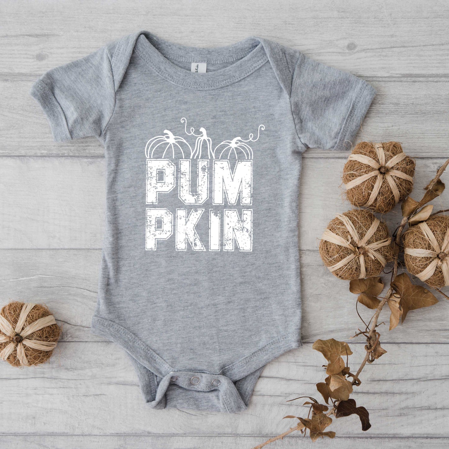 Pumpkin Distressed | Baby Graphic Short Sleeve Bodysuit