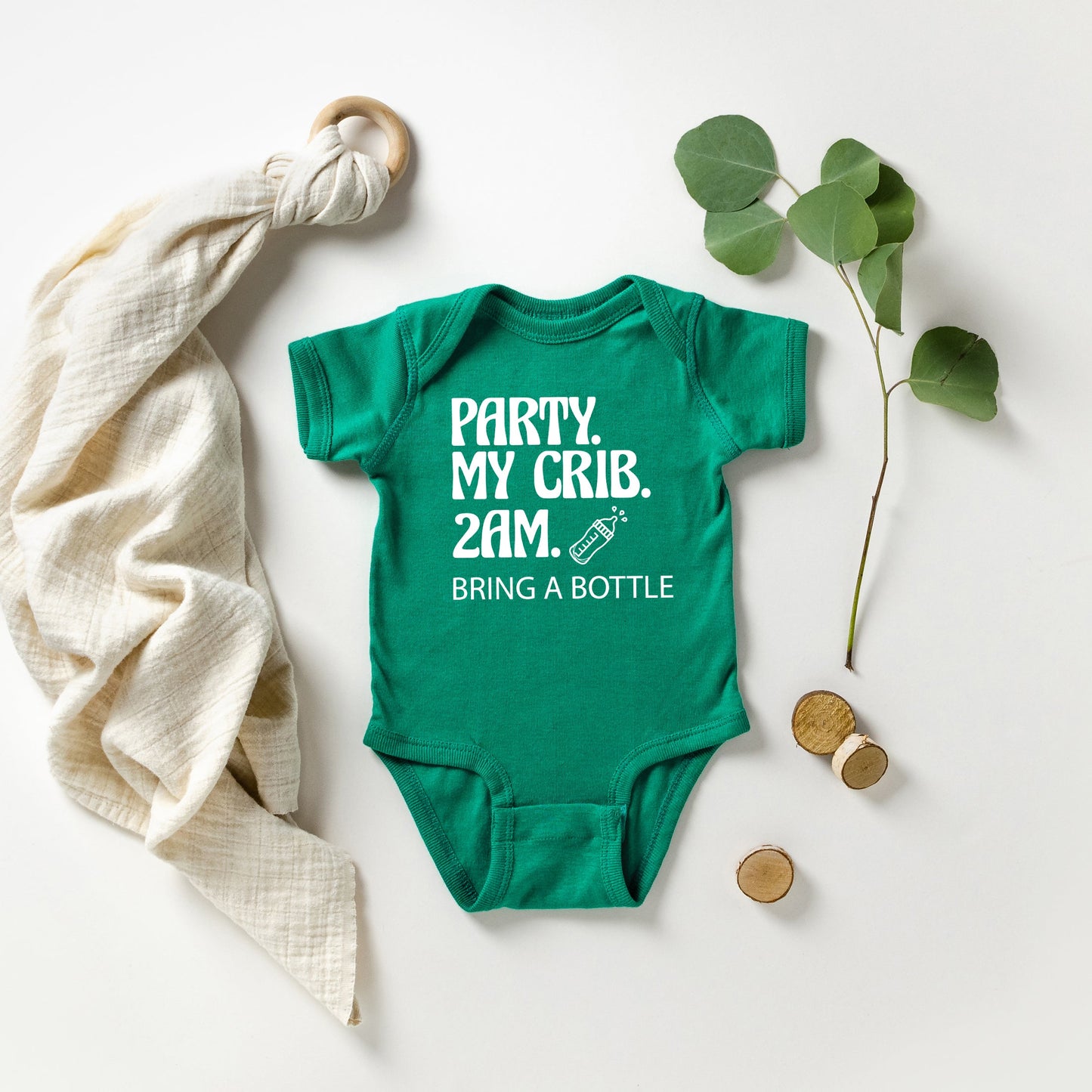 Party. My Crib. | Baby Graphic Short Sleeve Bodysuit