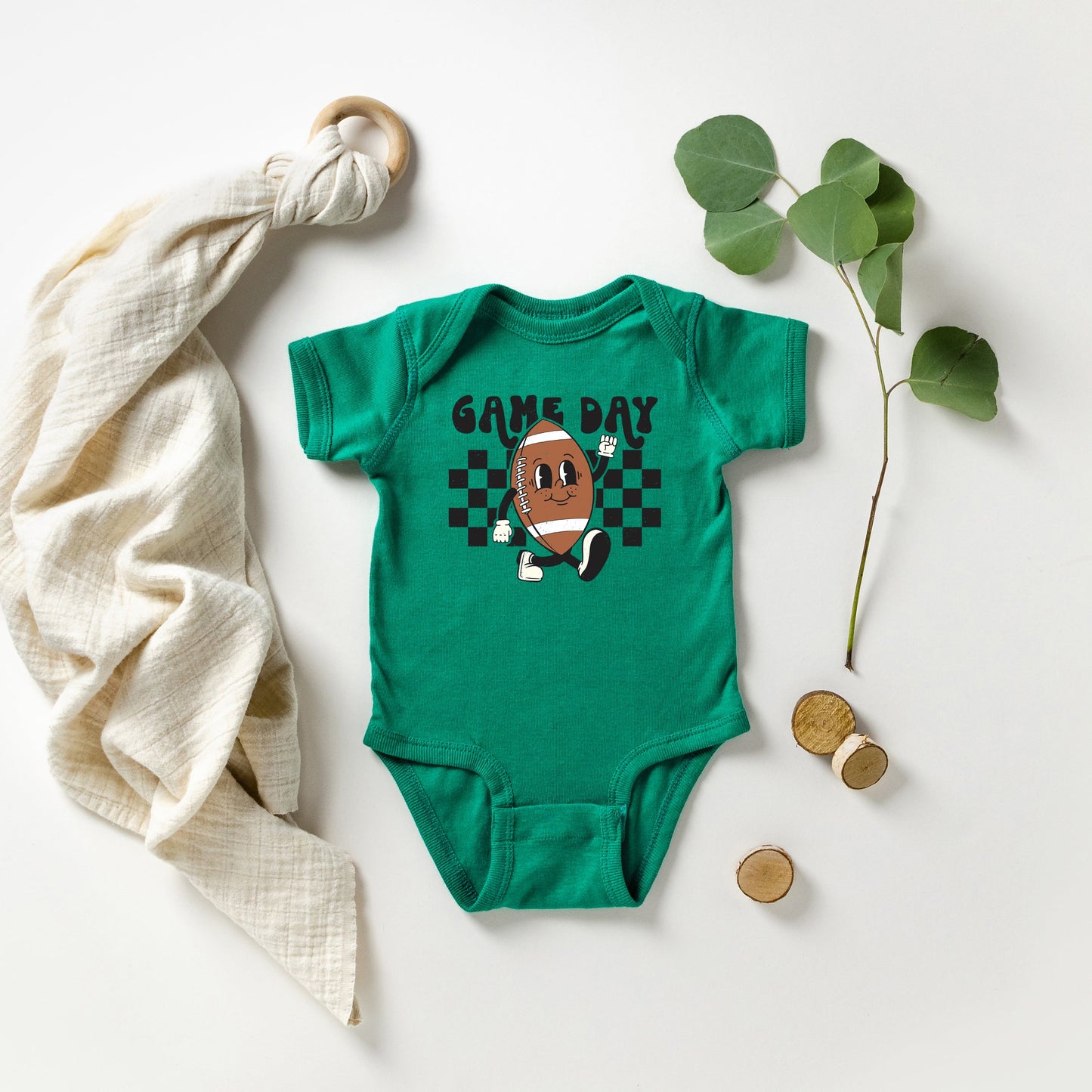 Football Game Day Checkered | Baby Graphic Short Sleeve Bodysuit