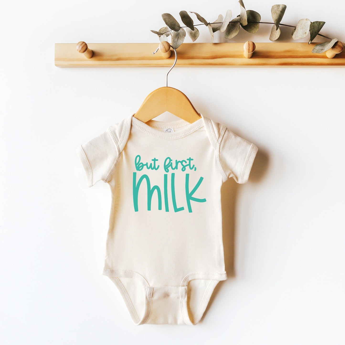 But First Milk | Baby Graphic Short Sleeve Bodysuit