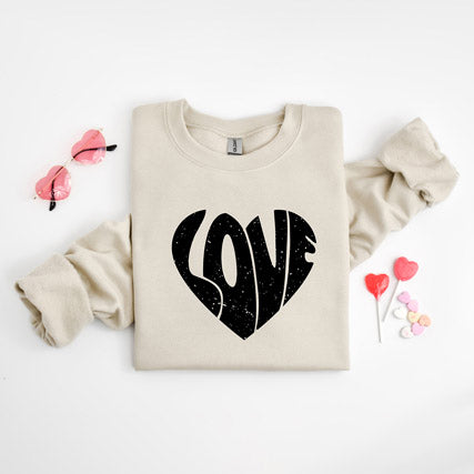 Love Heart Distressed | Sweatshirt