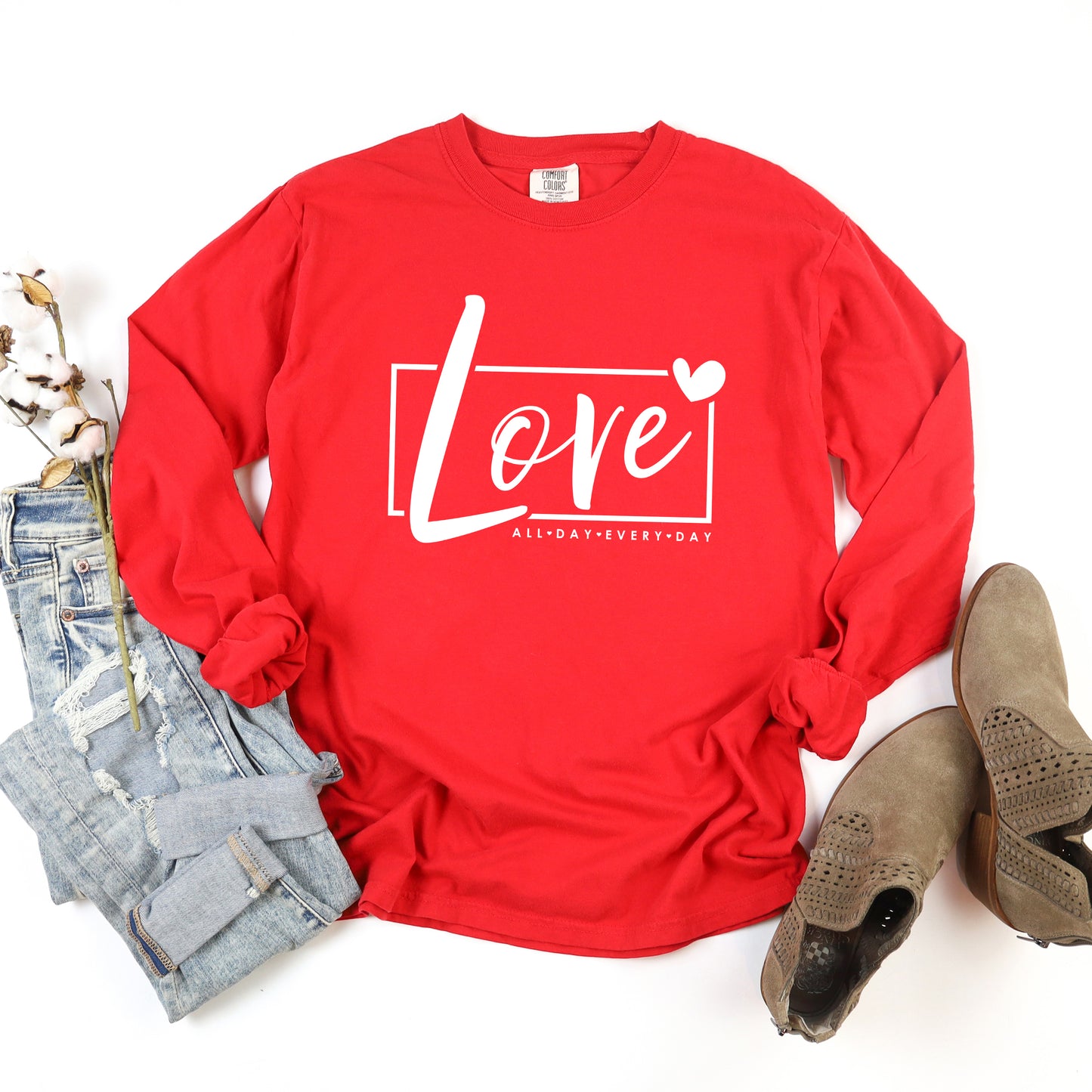 Love All Day Every Day Box | Garment Dyed Long Sleeve