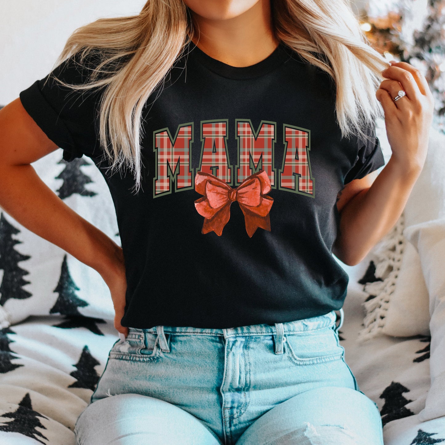 Coquette Plaid Mama | Short Sleeve Crewneck