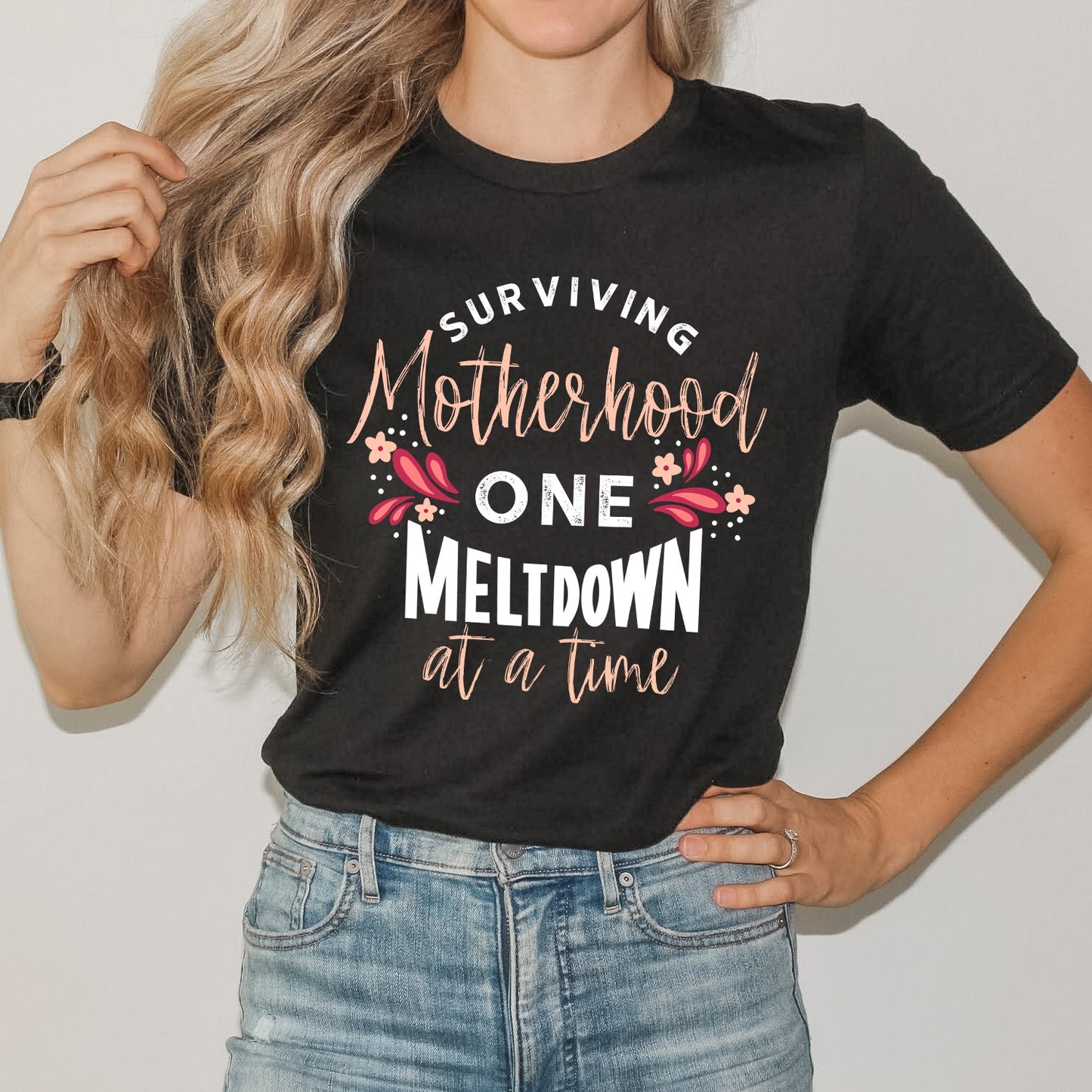 Surviving Motherhood Colorful | Short Sleeve Crew Neck