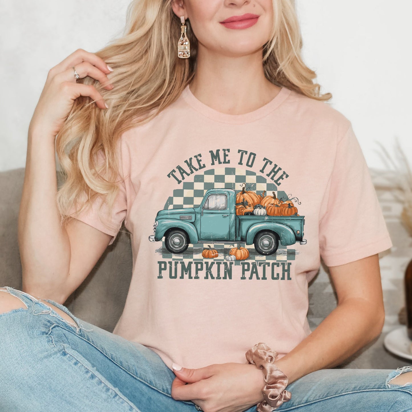 Pumpkin Patch Teal Truck | Short Sleeve Graphic Tee