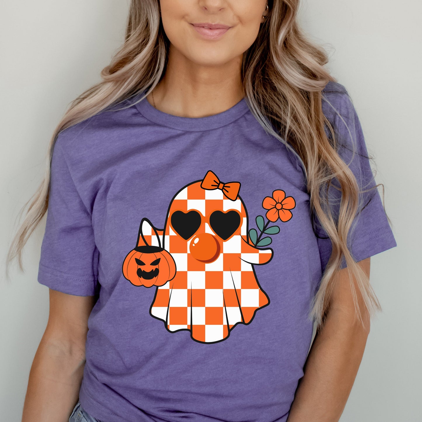 Checkered Girl Ghost | Short Sleeve Crew Neck