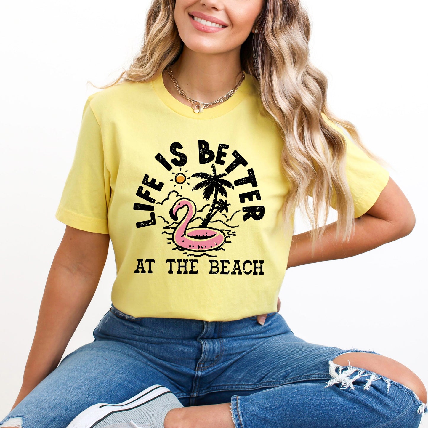 Better At The Beach Flamingo | Short Sleeve Graphic Tee