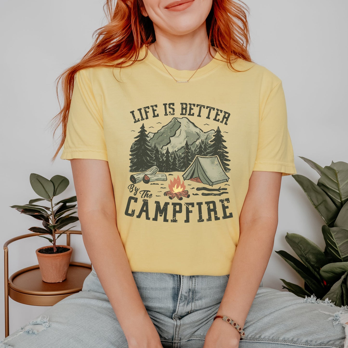 Life Is Better By The Campfire Tent | Garment Dyed Short Sleeve Tee