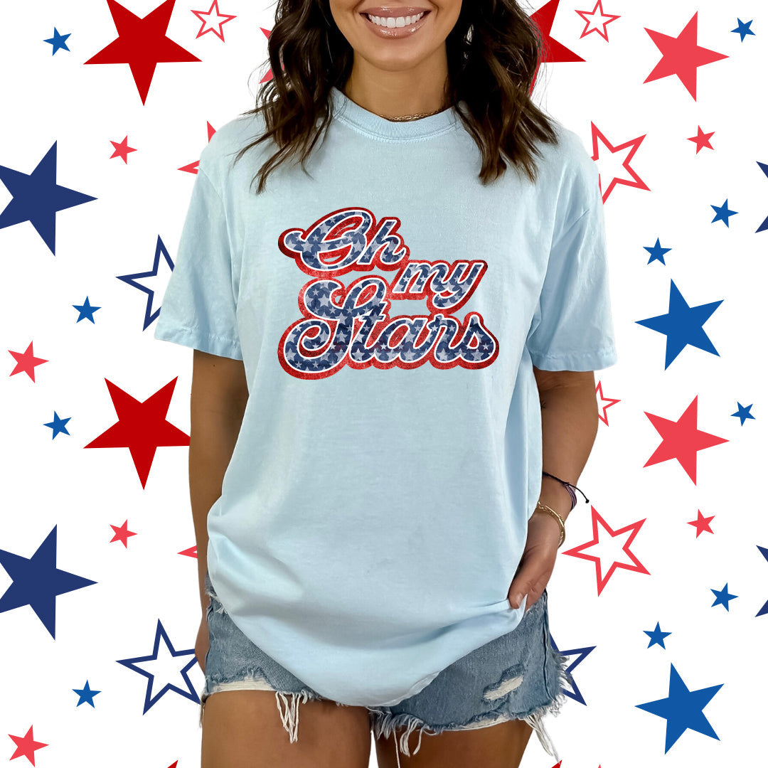 Oh My Stars Cursive | Garment Dyed Short Sleeve Tee