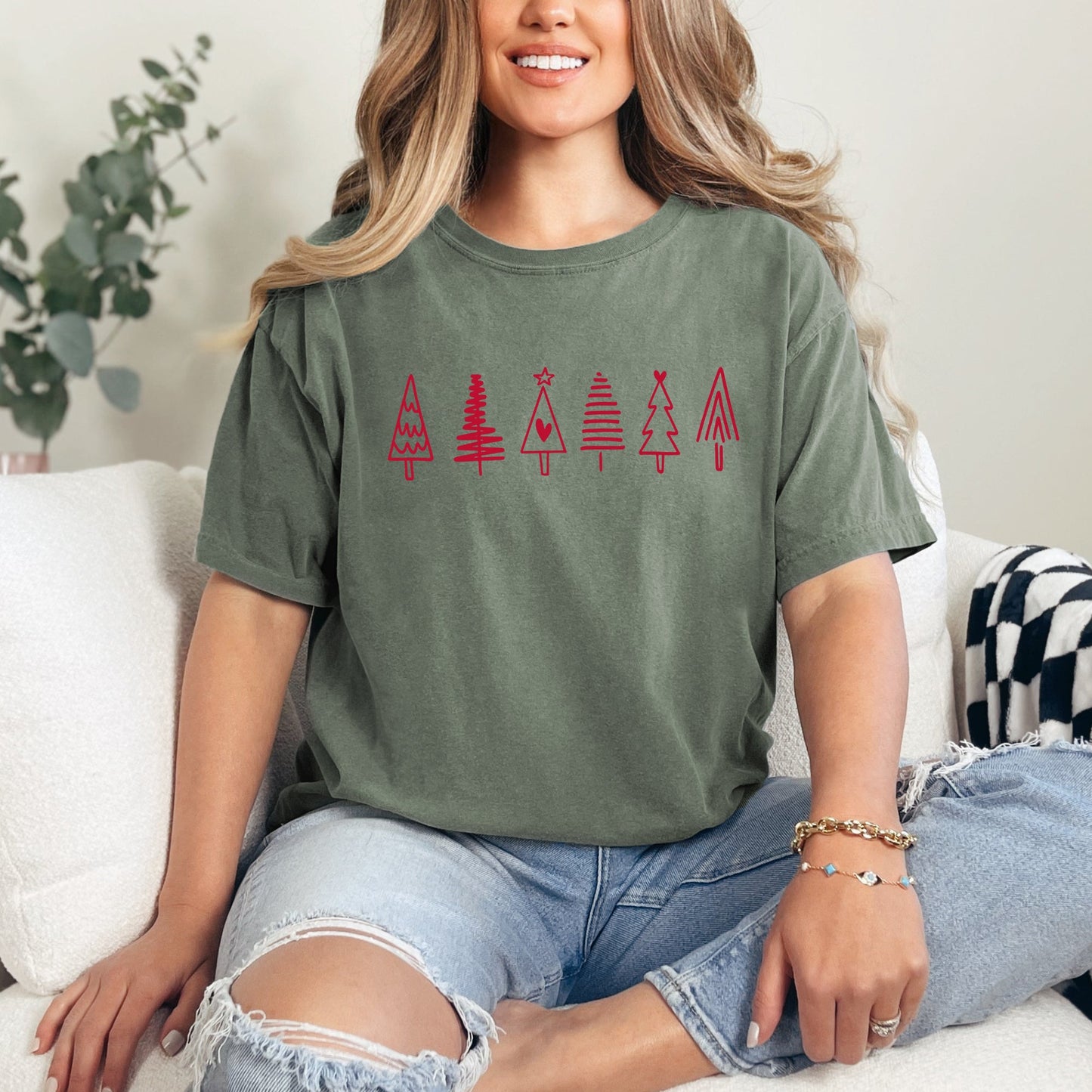 Row Of Christmas Trees | Garment Dyed Tee