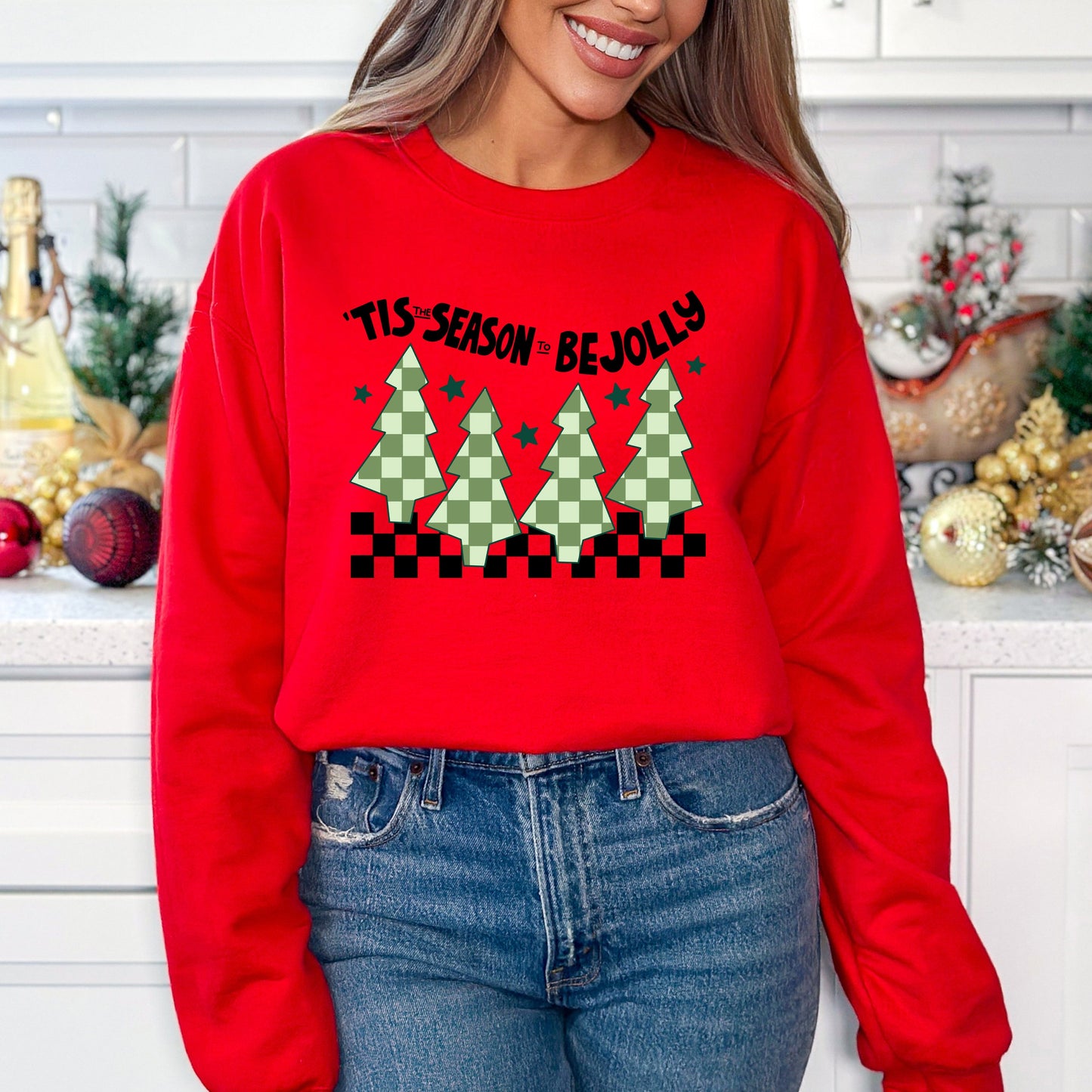 Be Jolly Checkered Tree| Sweatshirt