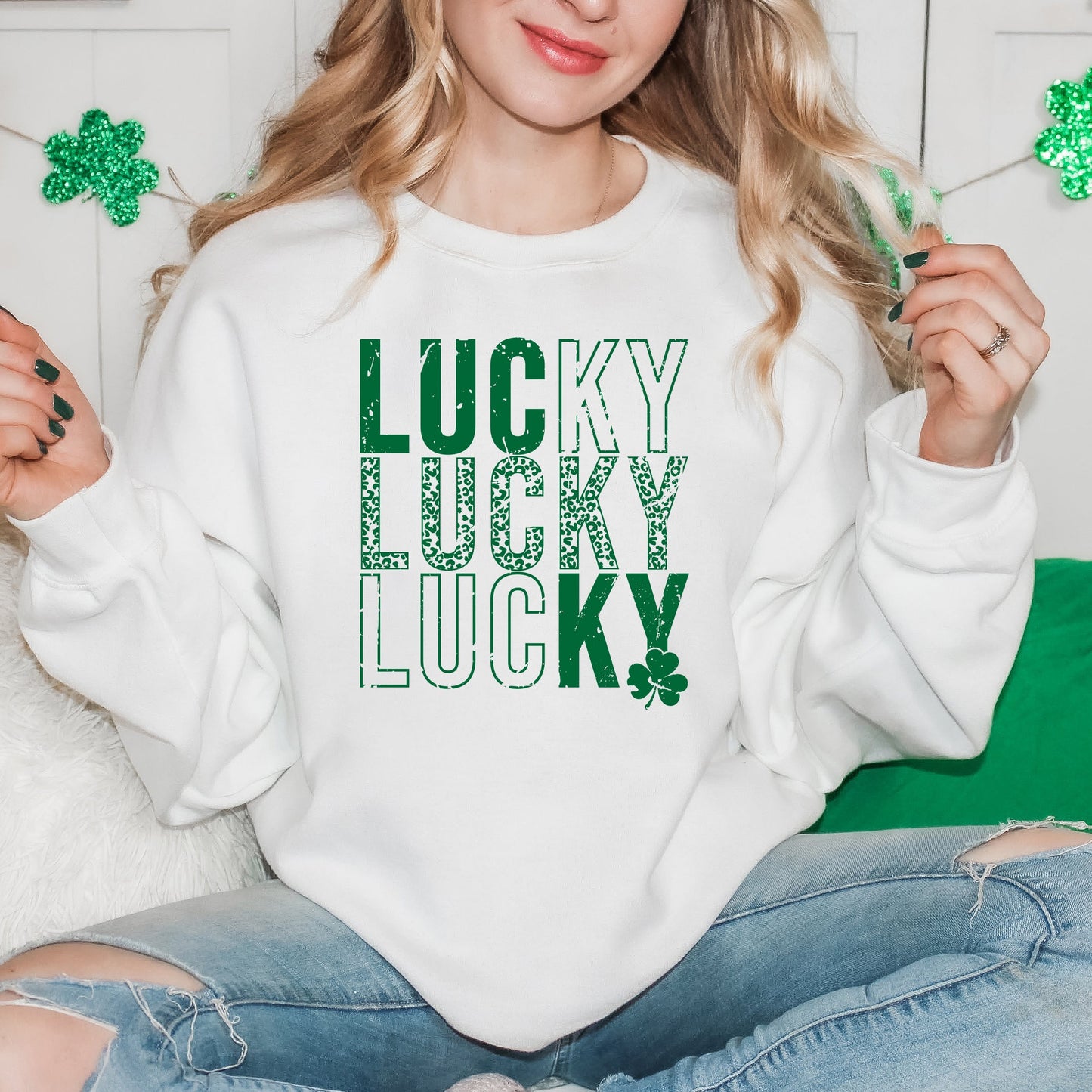 Lucky Stacked Distressed | Sweatshirt