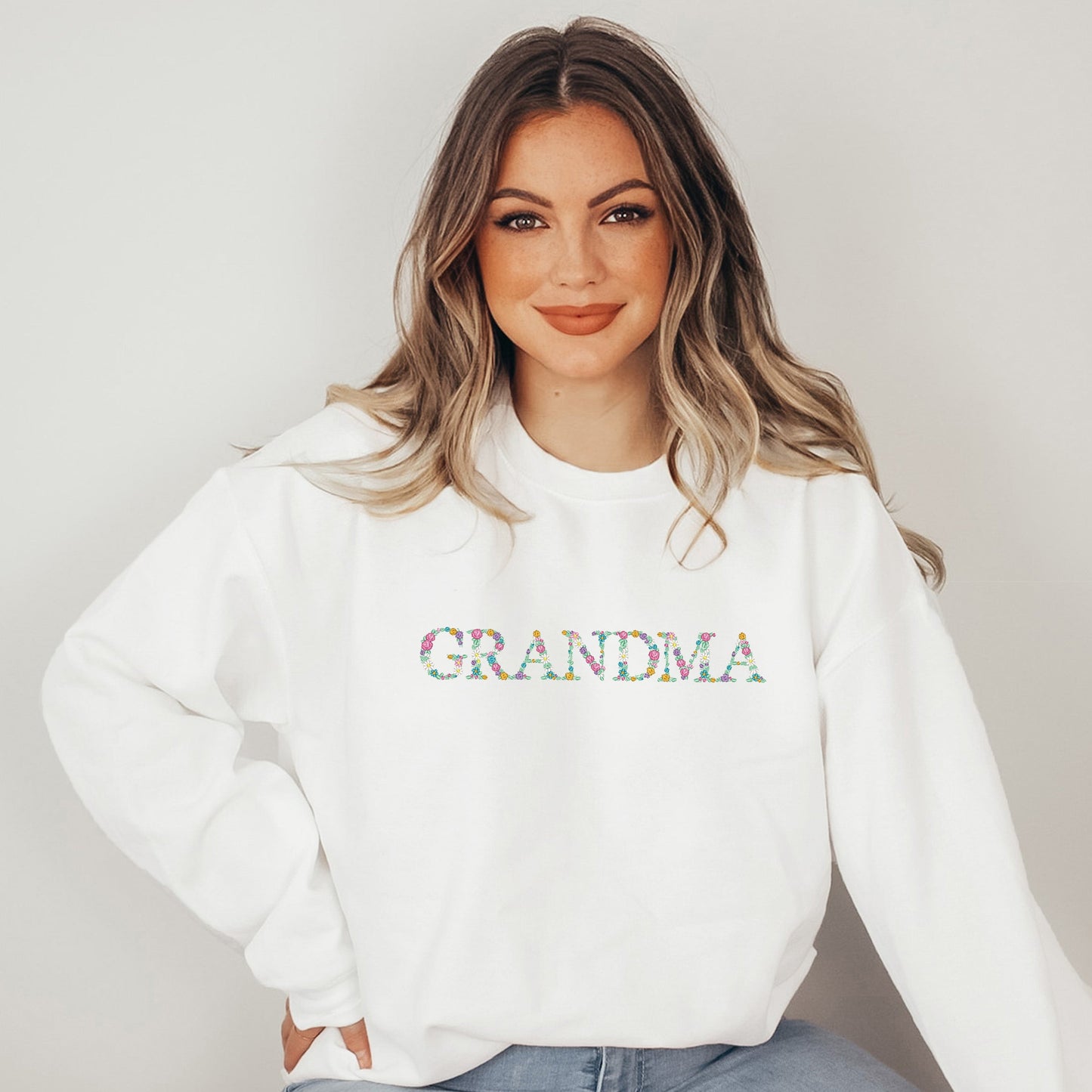 Embroidered Floral Grandma | Sweatshirt