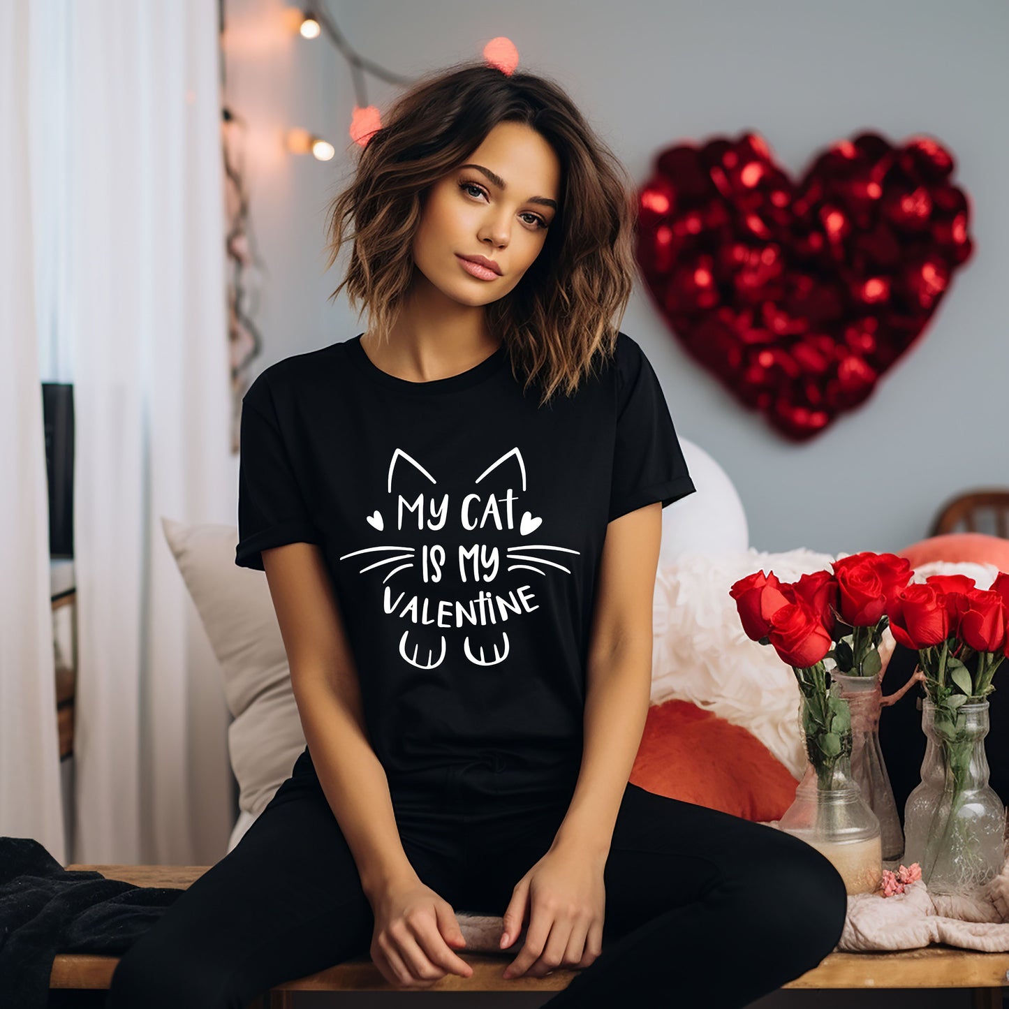 My Cat Is My Valentine | Short Sleeve Crew Neck