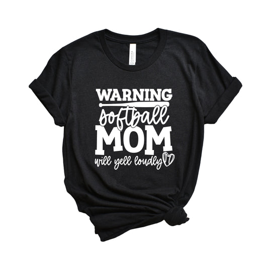 Warning Softball Mom | Short Sleeve Graphic Tee
