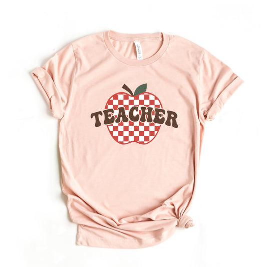 Checkered Teacher Apple | Short Sleeve Graphic Tee