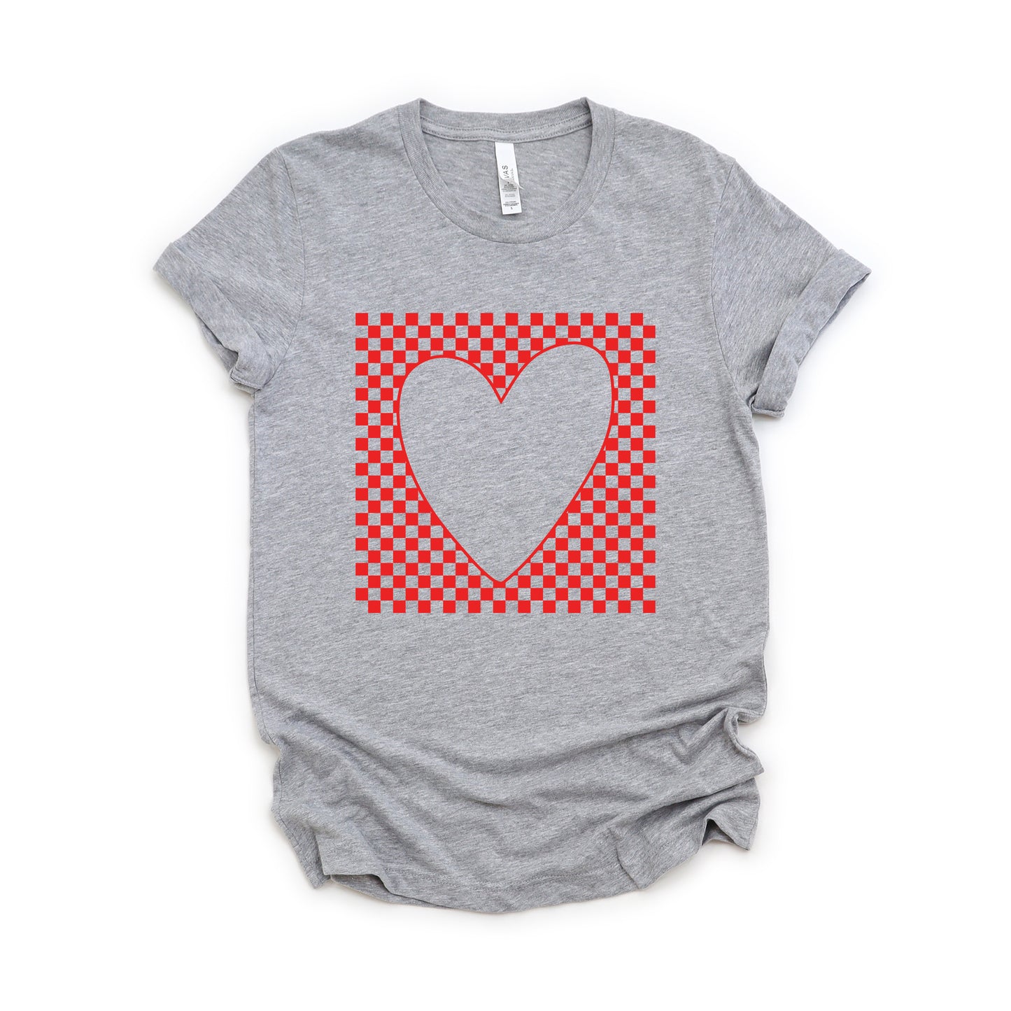 Checkered Heart Cut Out | Short Sleeve Graphic Tee