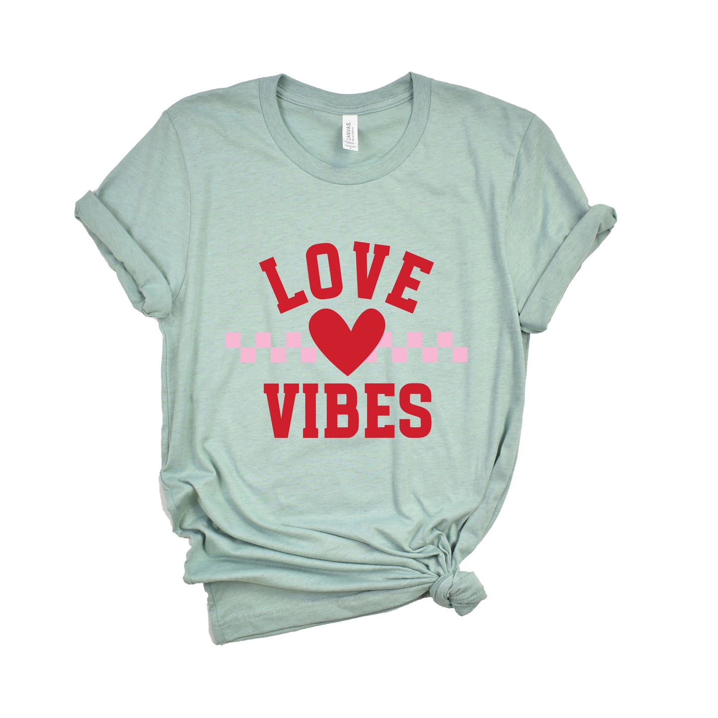 Love Vibes Heart Checkered | Short Sleeve Graphic Tee