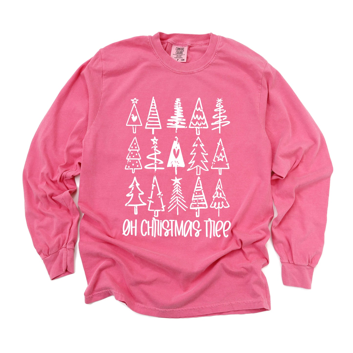 Distressed Oh Christmas Tree | Garment Dyed Long Sleeve
