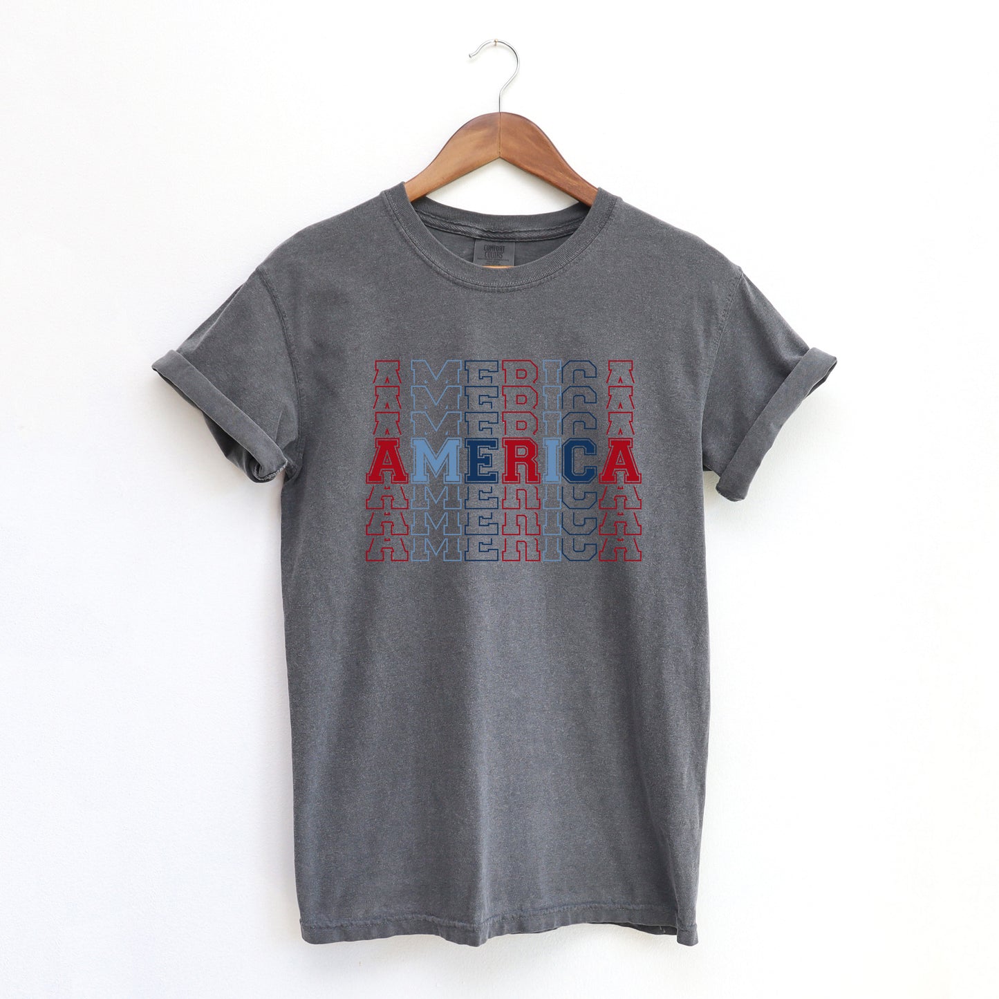 America Stacked | Garment Dyed Short Sleeve Tee