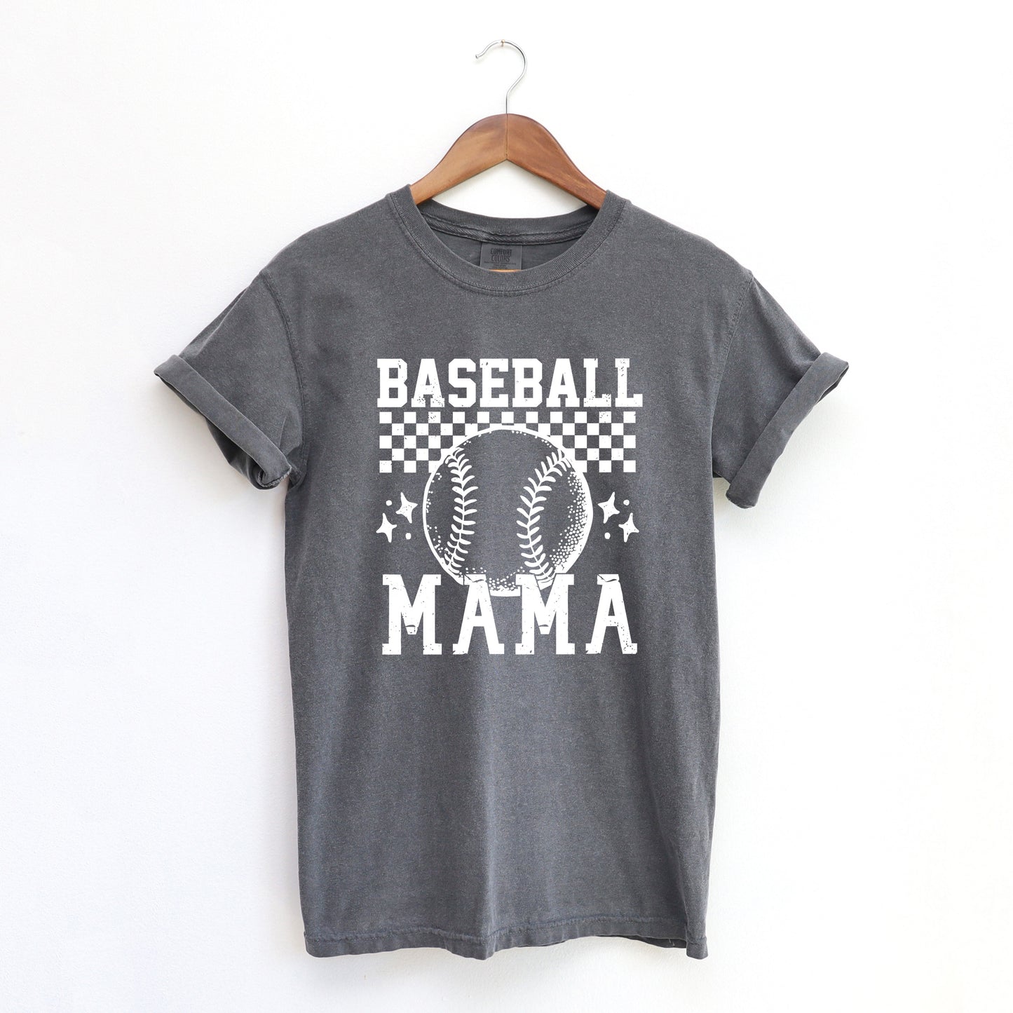 Checkered Baseball Mama | Garment Dyed Tee