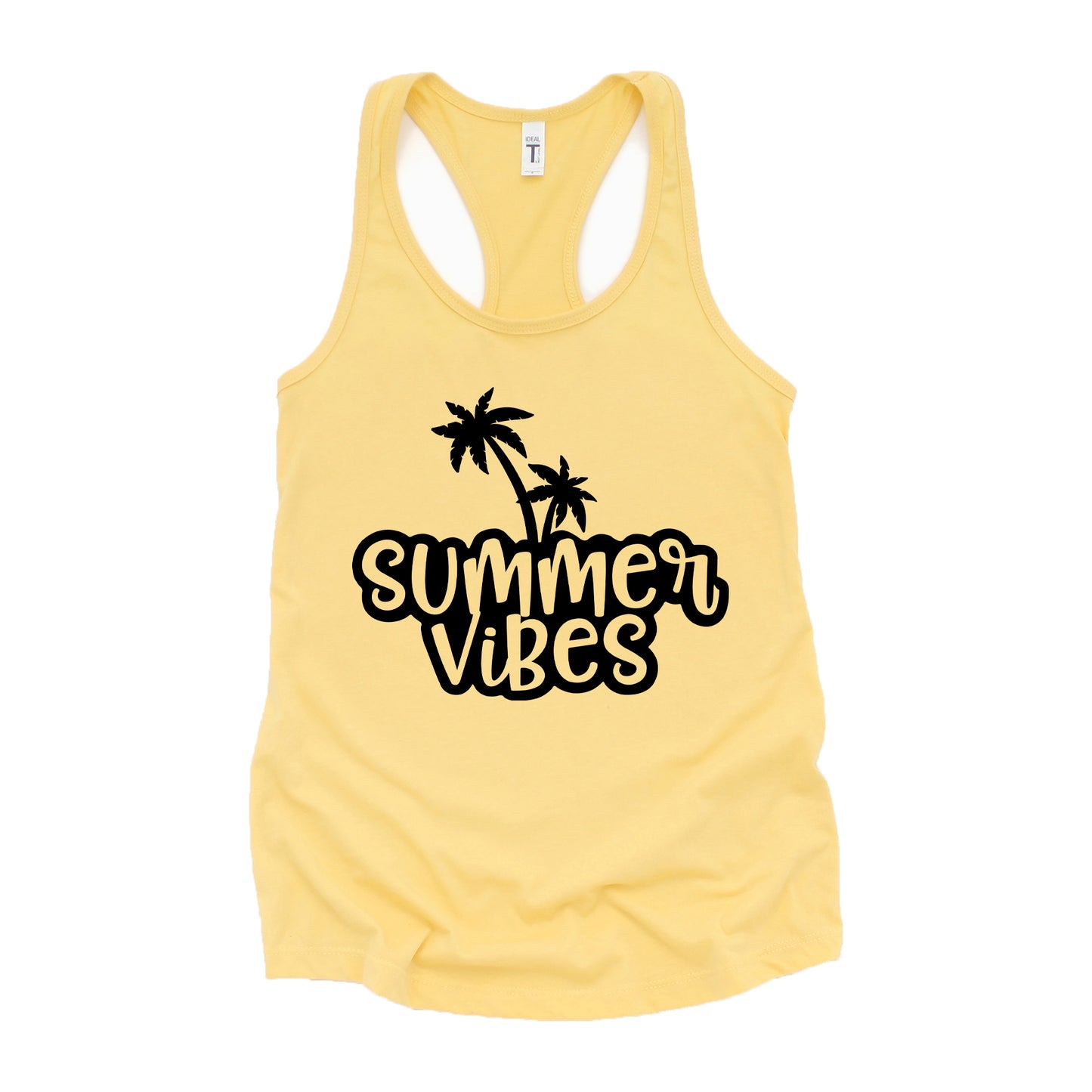 Summer Vibes Cursive Palm Trees | Racerback Tank