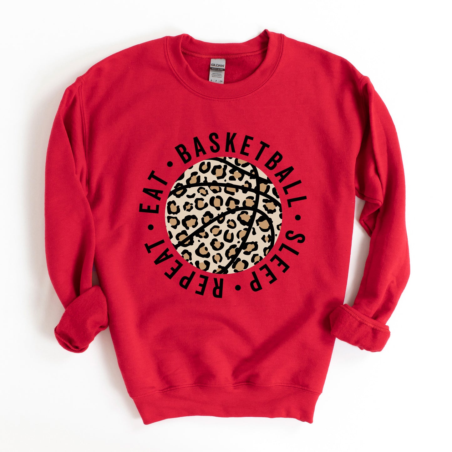 Eat Basketball Sleep Repeat Leopard Basketball | Sweatshirt