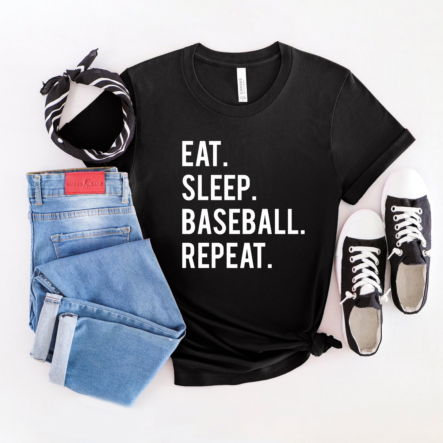 Eat Sleep Baseball Repeat | Short Sleeve Graphic Tee