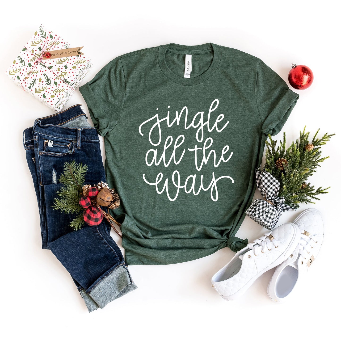 Jingle All The Way Cursive | Short Sleeve Graphic Tee
