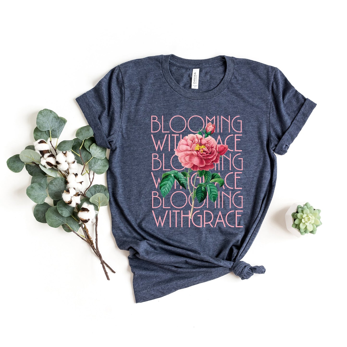 Blooming With Grace Flower |Short Sleeve Crew Neck