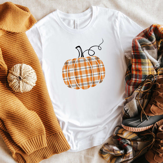 Orange Plaid Pumpkin | Short Sleeve Graphic Tee