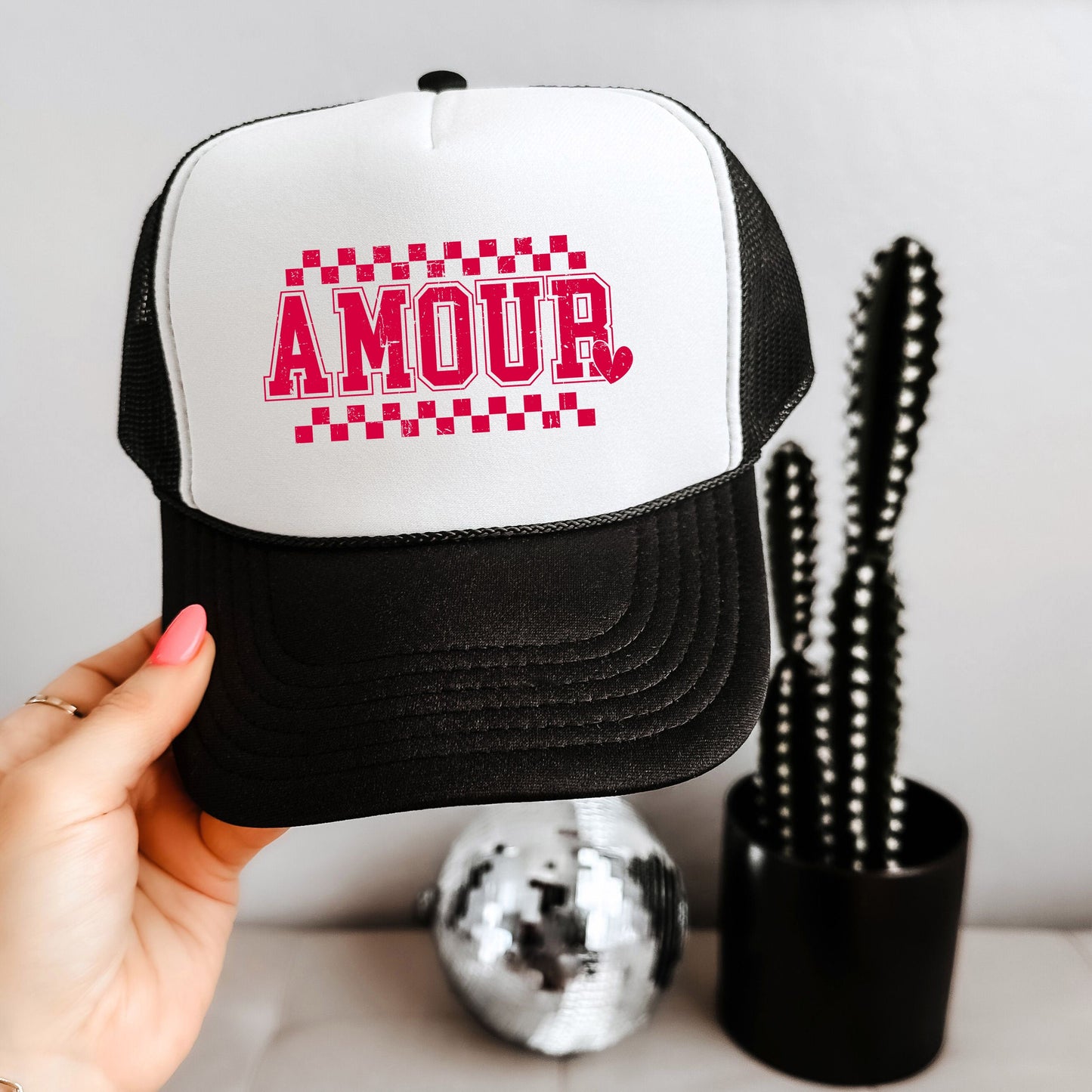 Amour Distressed Checkered | Foam Trucker Hat