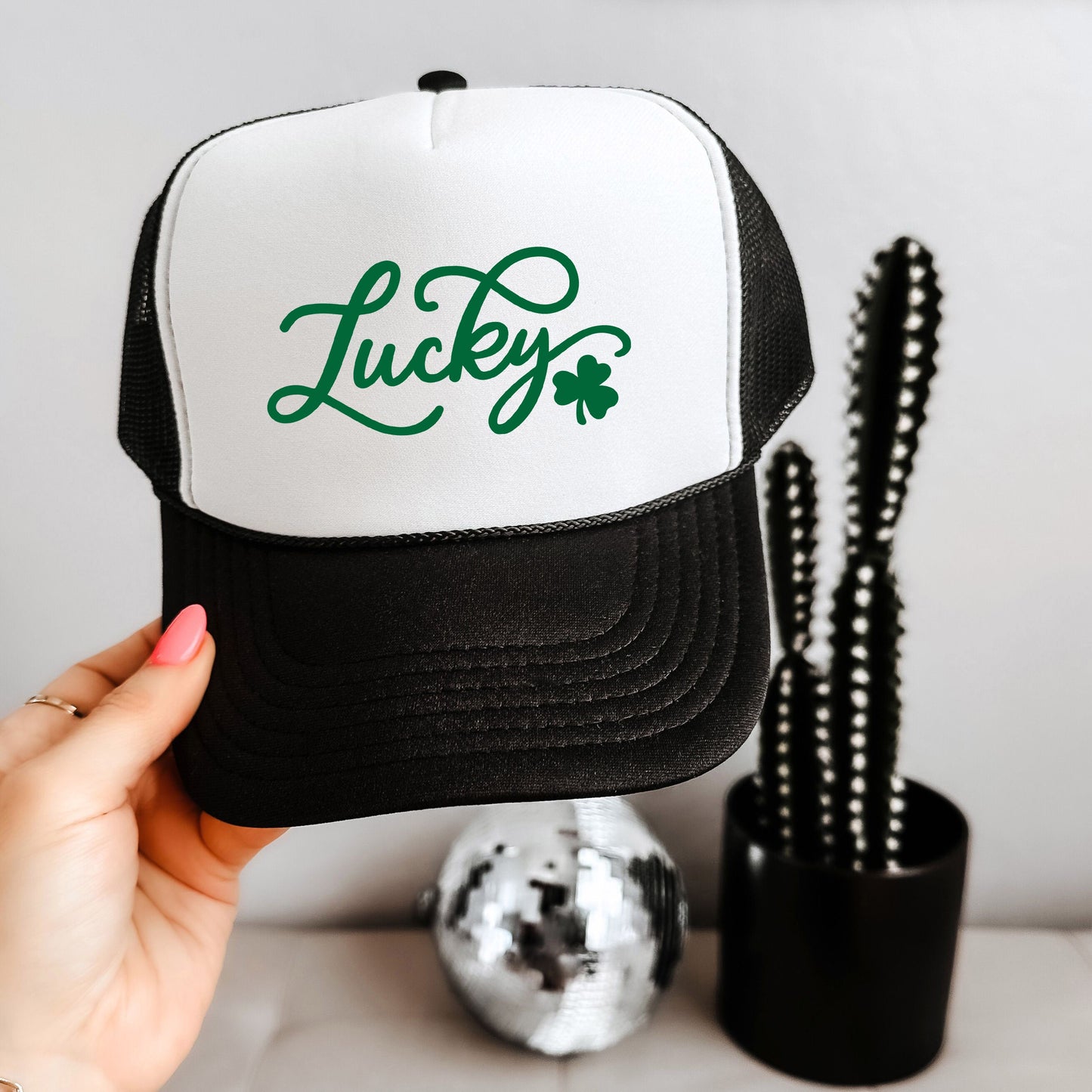 Cursive Lucky Clover | Foam Trucker Hat