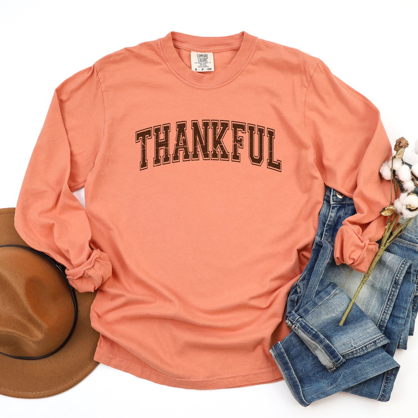 Thankful Varsity | Garment Dyed Long Sleeve