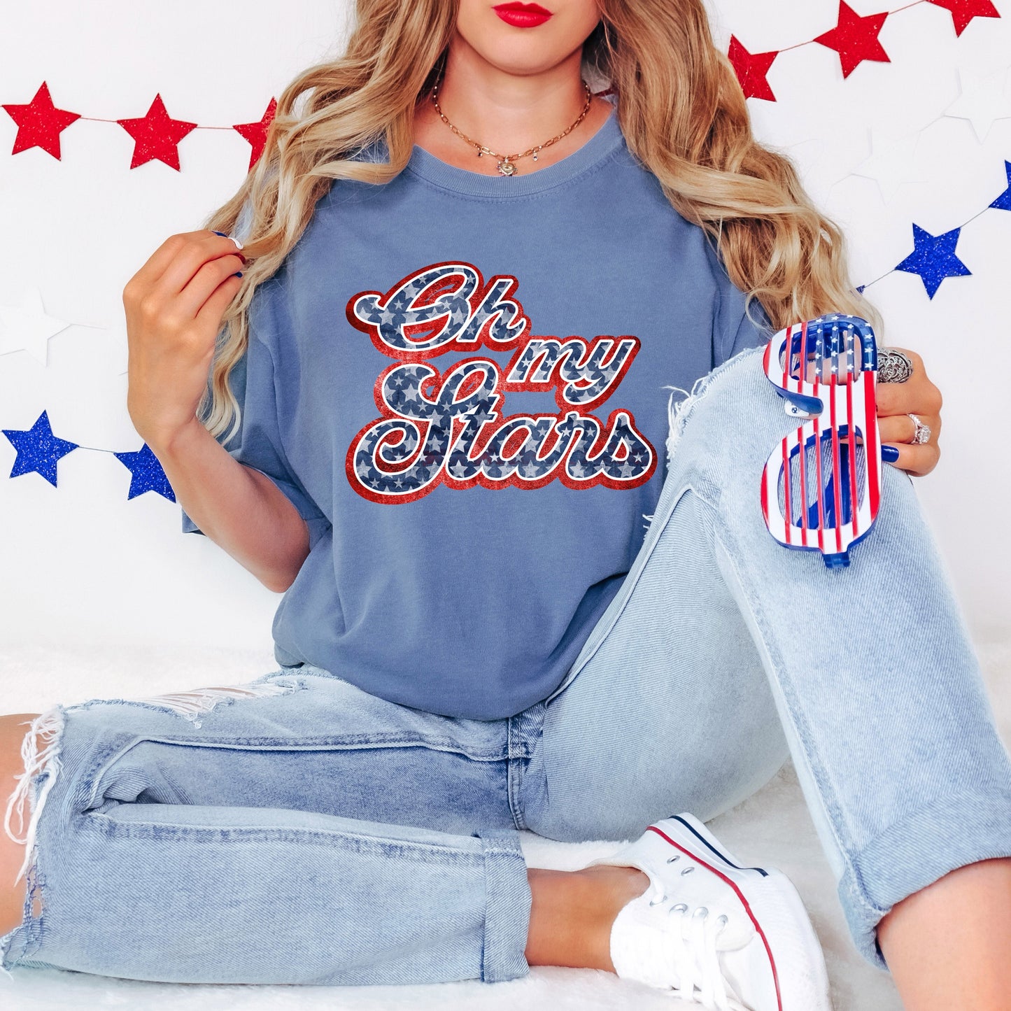 Oh My Stars Cursive | Garment Dyed Short Sleeve Tee