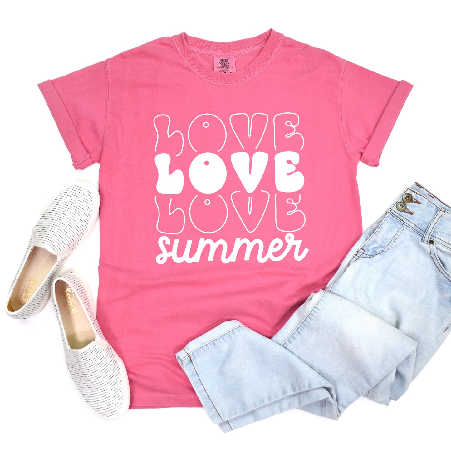 Love Summer Stacked | Garment Dyed Short Sleeve Tee