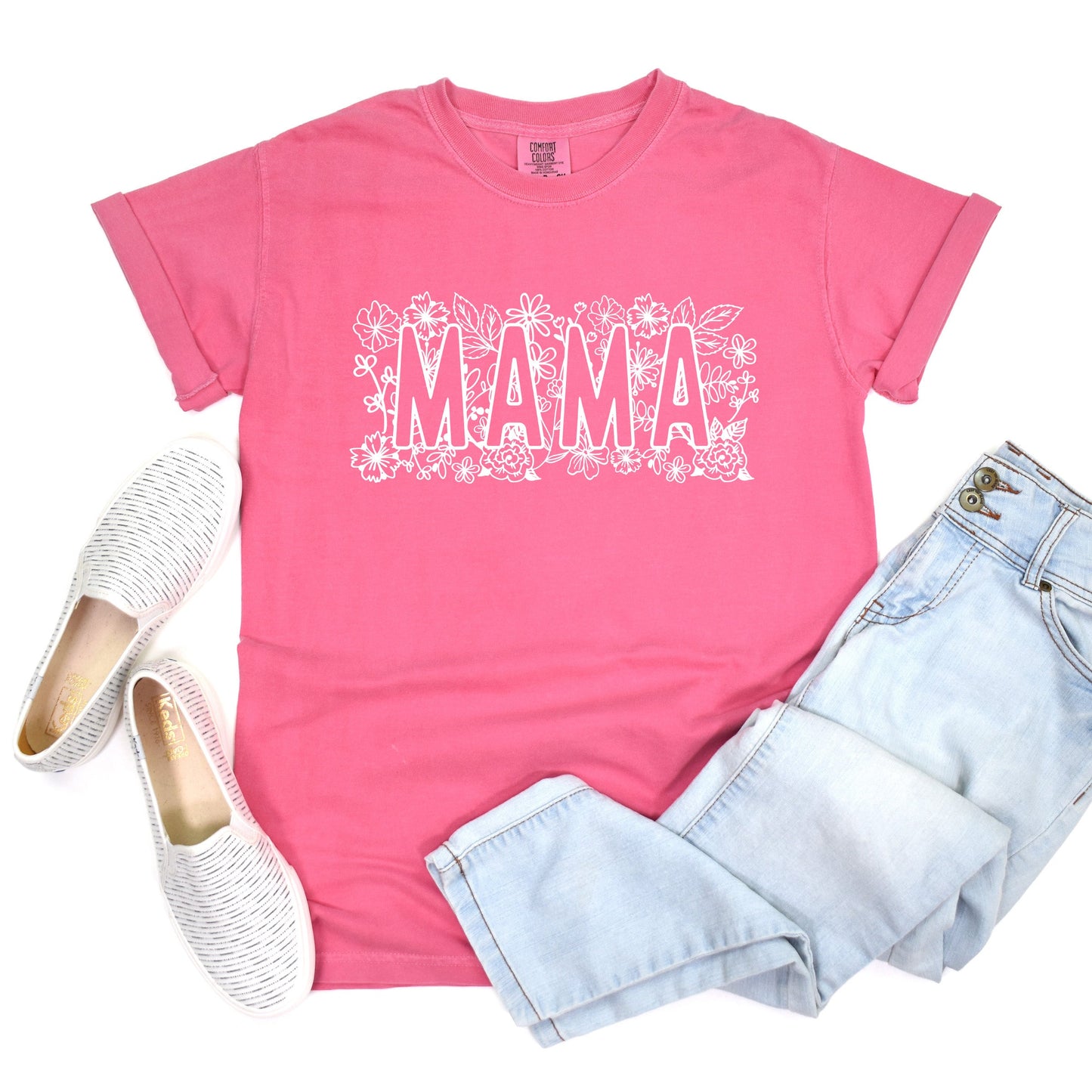 Mama Bold Flowers | Garment Dyed Tee